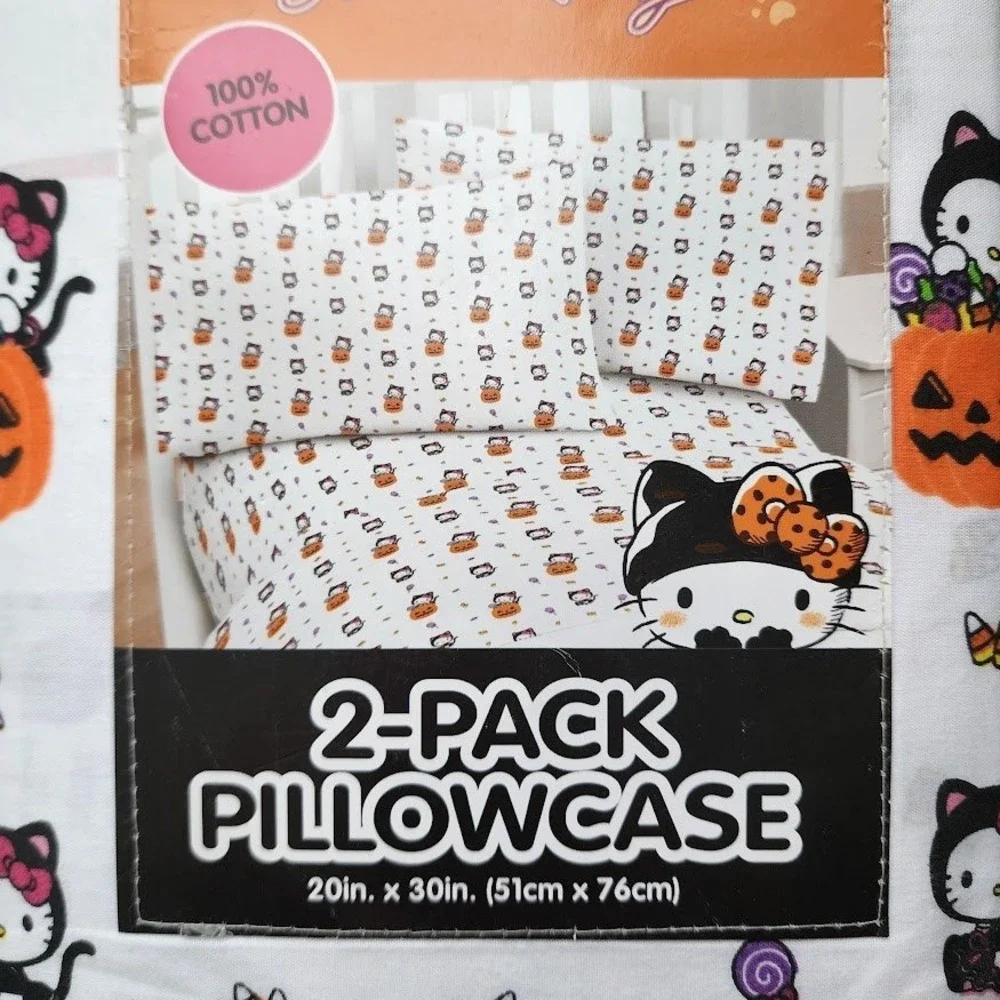 HELLO KITTY Sanrio Halloween‎ 2-Pack Pillowcases Trick or Treat Candy white NEW